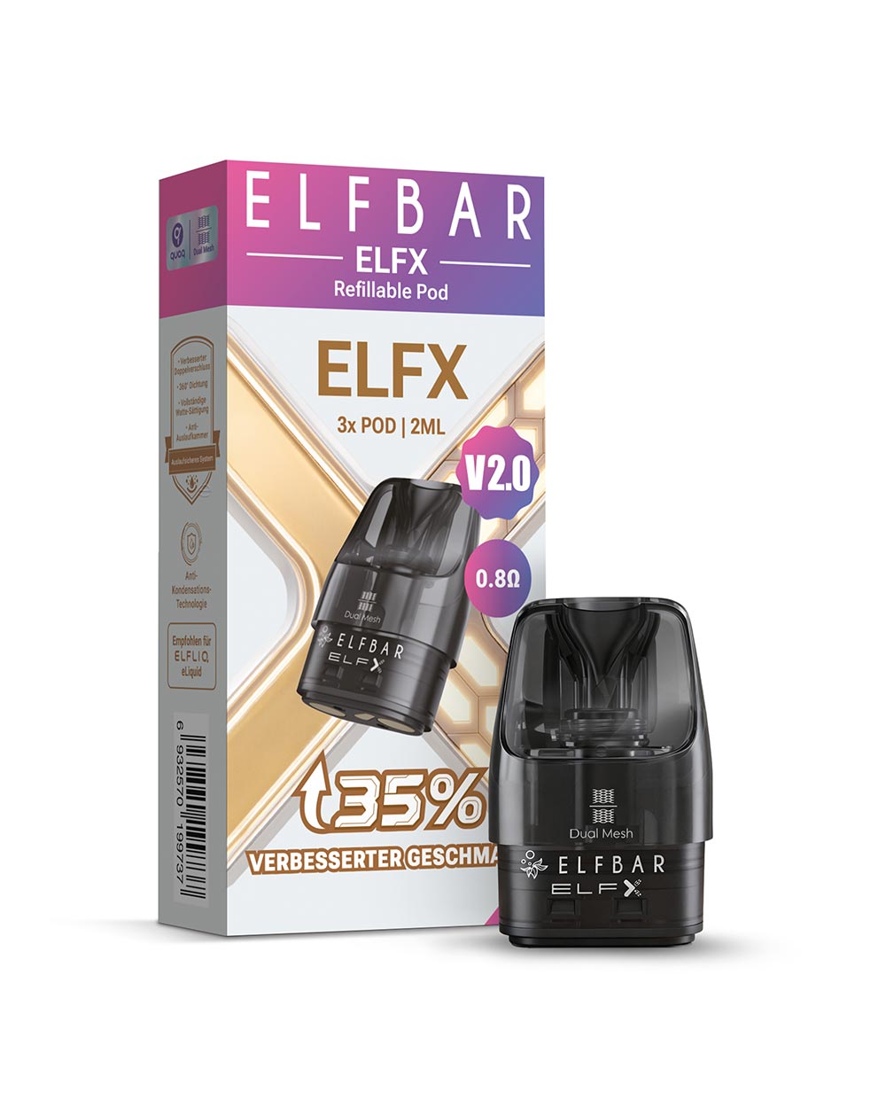 ELFX 2ML Dual Mesh Refillable Pod.3 x 0,8 Ohm - Smokers Paradise