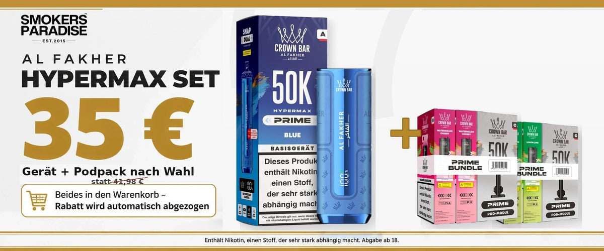 Al Fakher Hypermax Set: Gerät und Podpack nach Wahl für 35 Euro statt 41,98 Euro