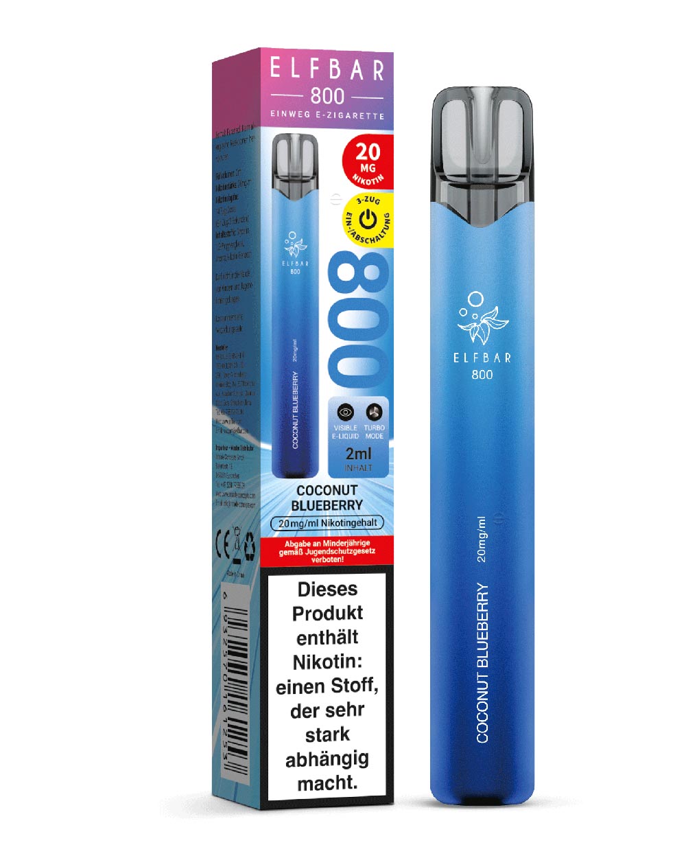 Elfbar 800 Einweg E-Zigarette Coconut Blueberry 20mg - Smokers Paradise