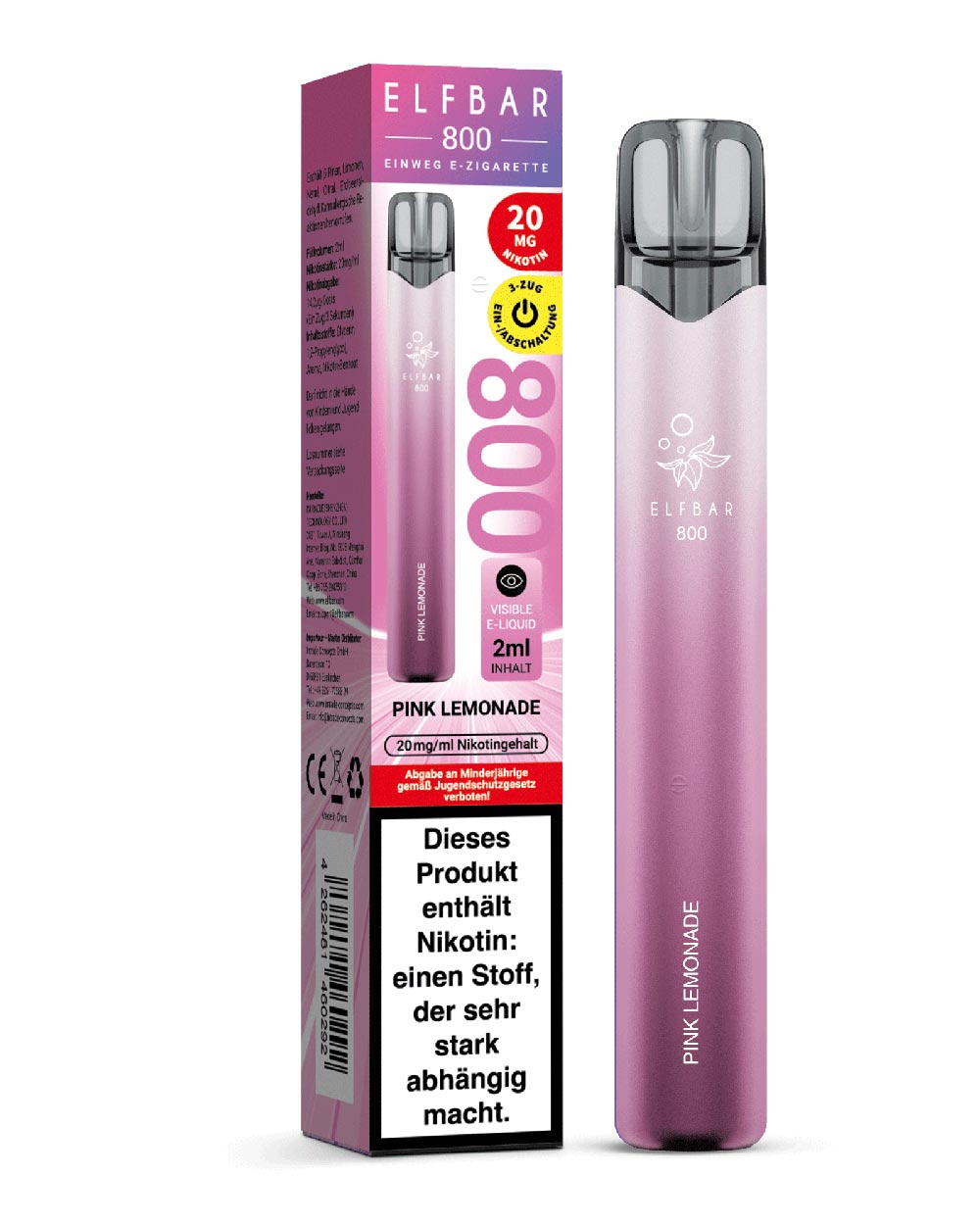 Elfbar 800 Einweg E-Zigarette Pink Lemonade 20mg - Smokers Paradise