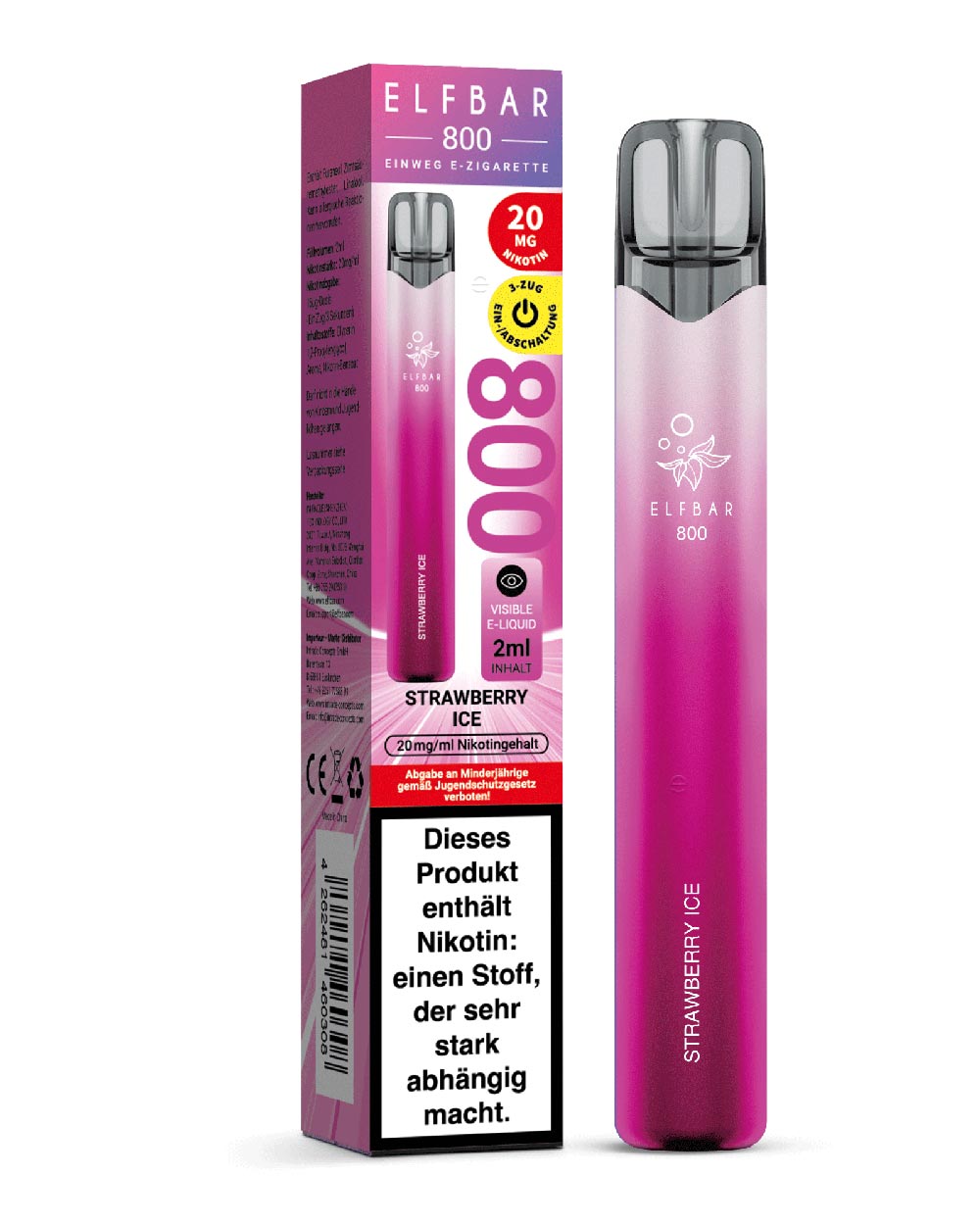 Elfbar 800 Einweg E-Zigarette Strawberry Ice 20mg - Smokers Paradise
