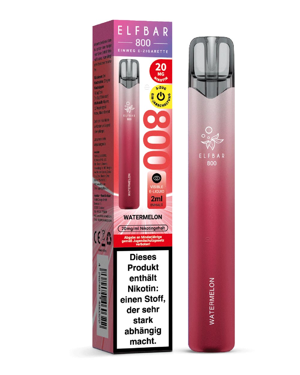 Elfbar 800 Einweg E-Zigarette Watermelon 20mg - Smokers Paradise