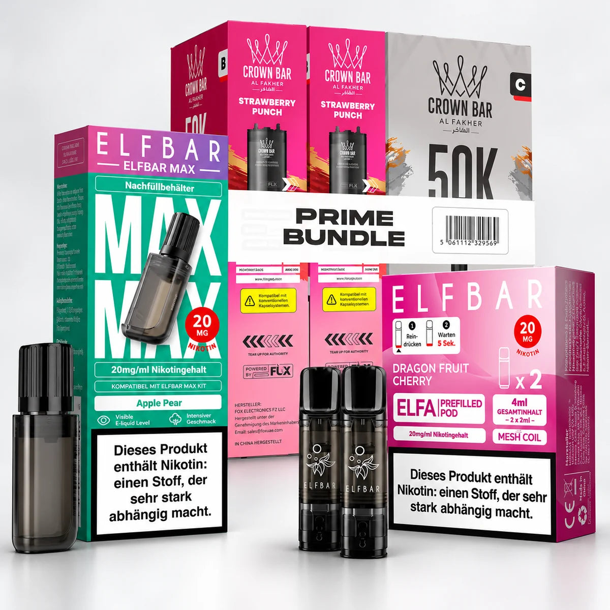 Prefilled Pods: Elfbar ELFA Pods, Elfbar Max Pods und Crown Bar Pods