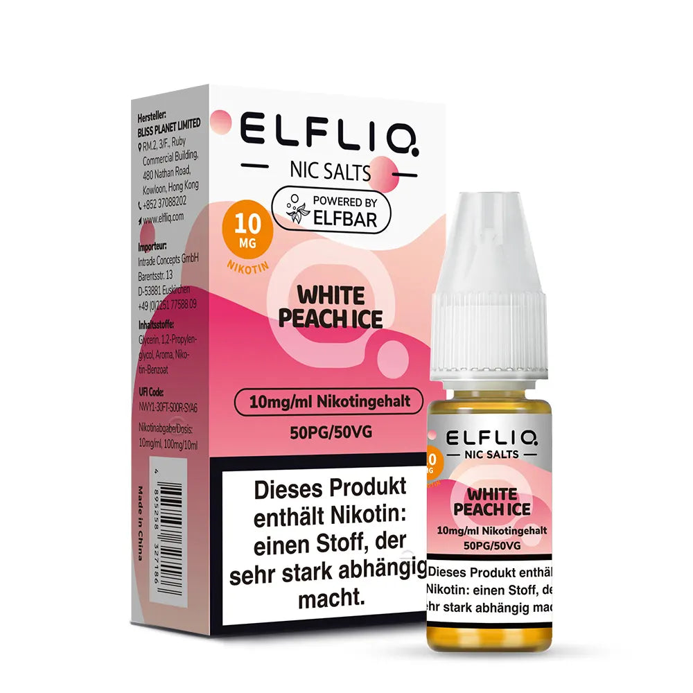 Elfbar ELFLIQ White Peach Ice Nikotinsalz Liquid 10ml