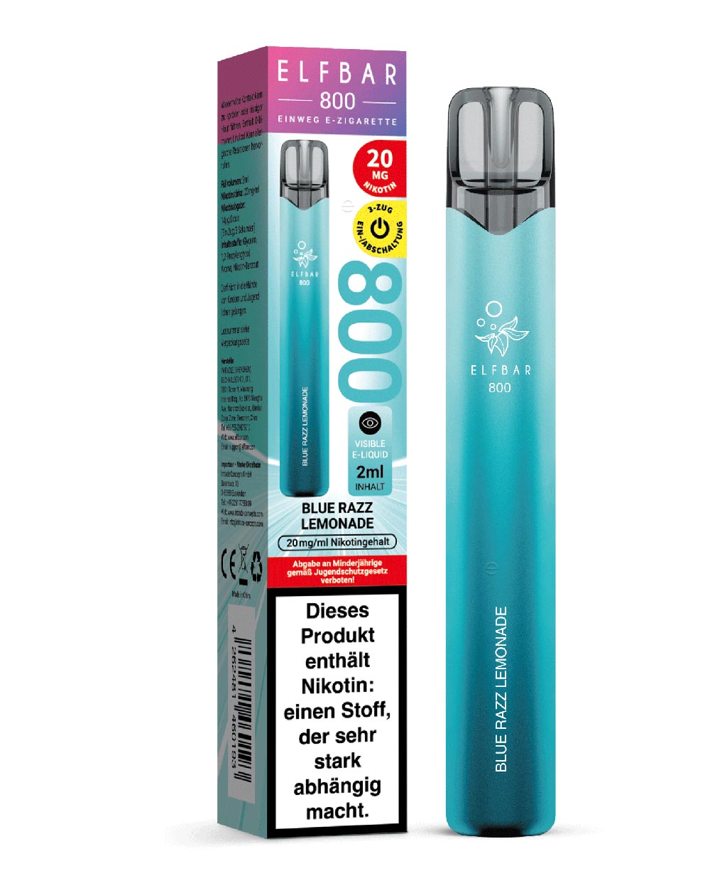 Elfbar 800 Einweg E-Zigarette Blue Razz Lemonade 20mg - Smokers Paradise