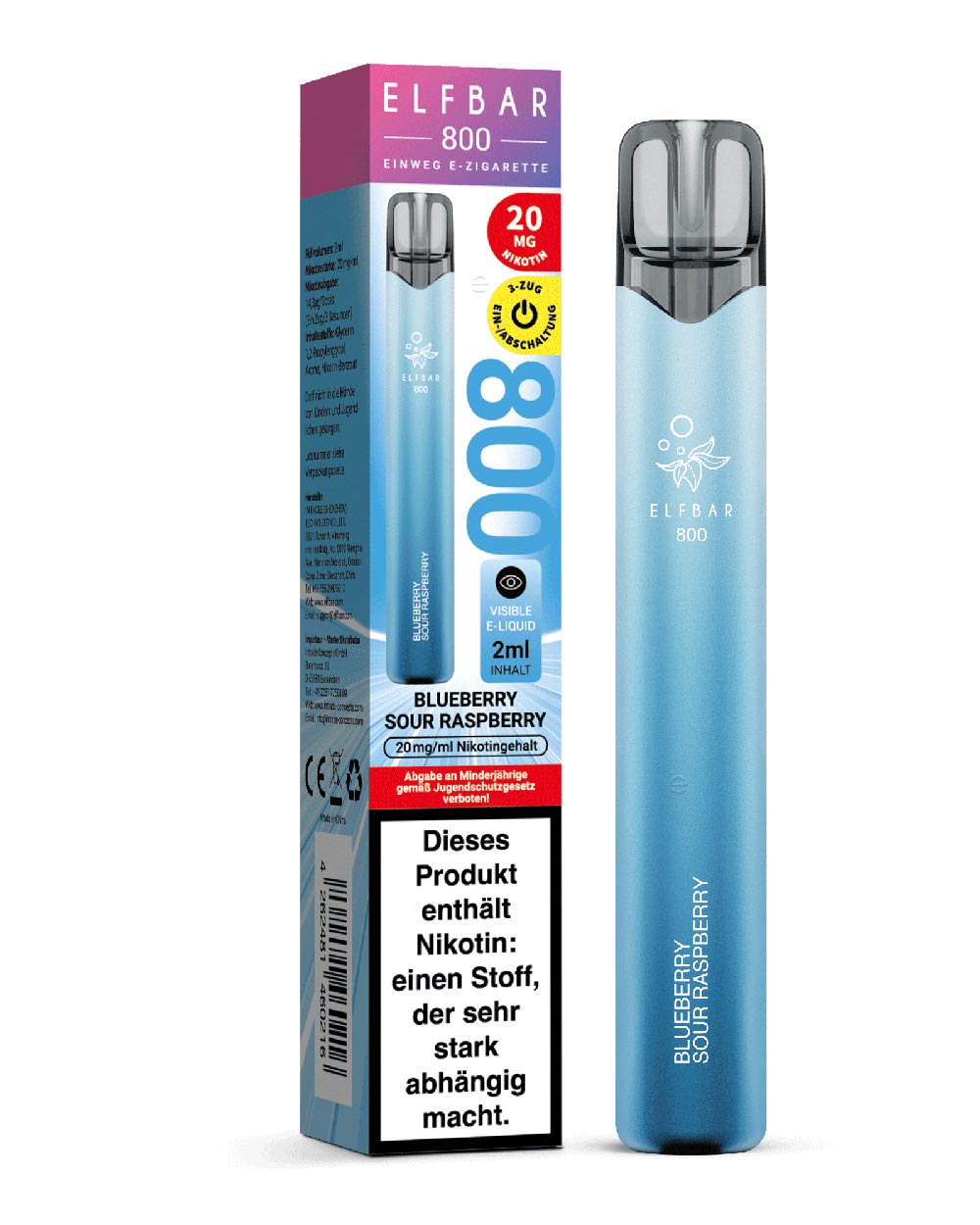 Elfbar 800 Einweg E-Zigarette Blueberry Sour Raspberry 20mg - Smokers Paradise