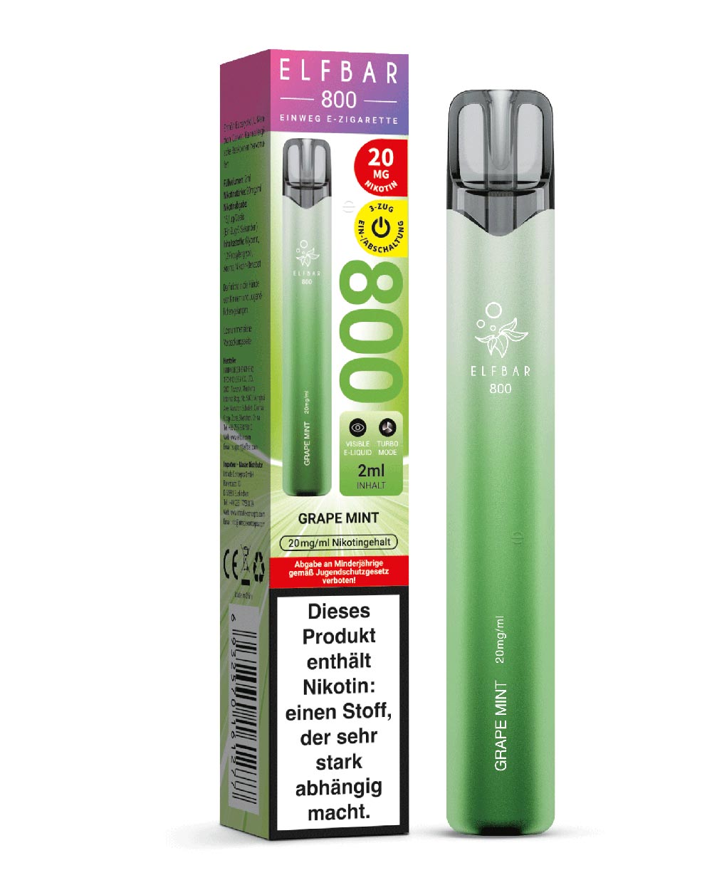 Elfbar 800 Einweg E-Zigarette Grape Mint 20mg - Smokers Paradise