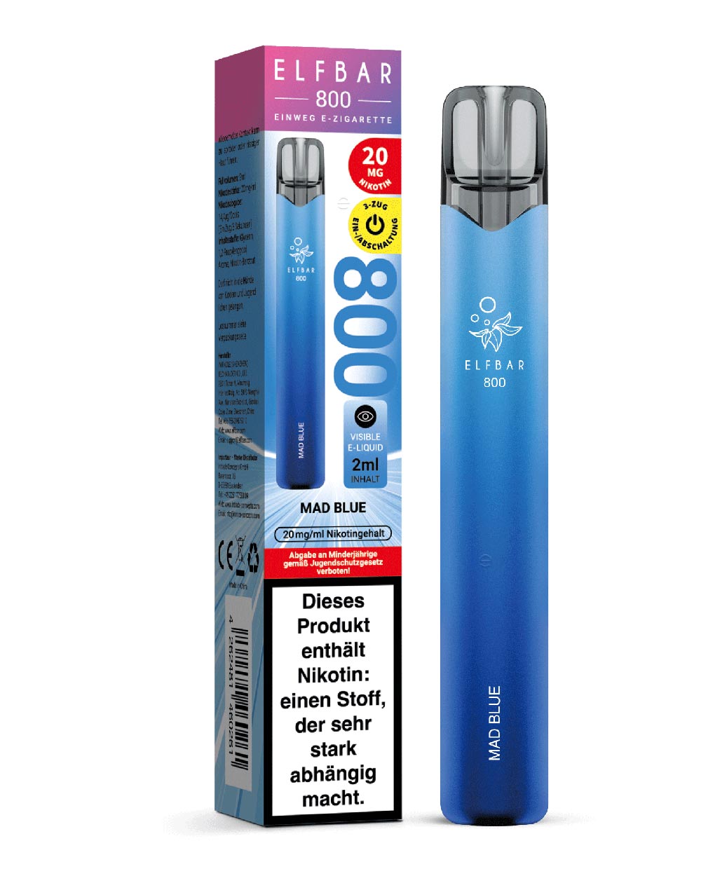 Elfbar 800 Einweg E-Zigarette Mad Blue 20mg - Smokers Paradise