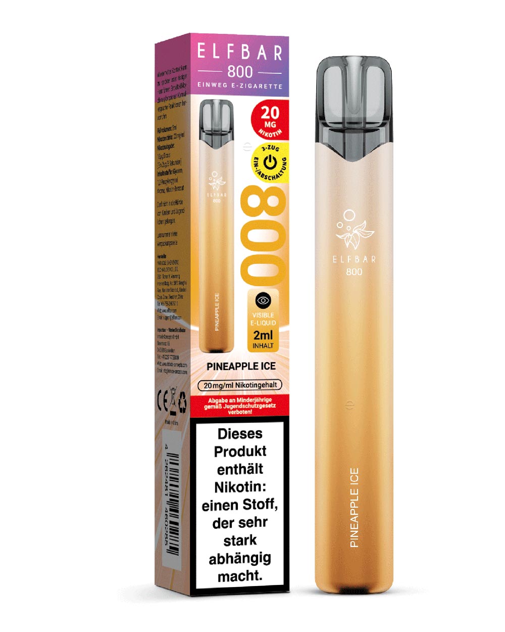 Elfbar 800 Einweg E-Zigarette Pineapple Ice 20mg - Smokers Paradise