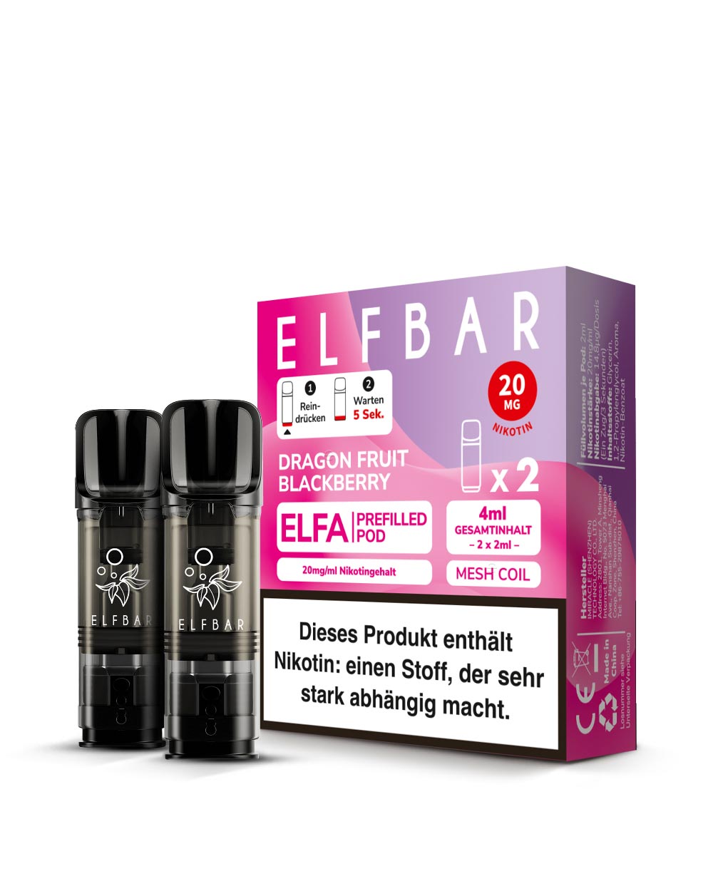ELFA Pods Dragon Fruit Blackberry (2 Stück) 20mg - Smokers Paradise