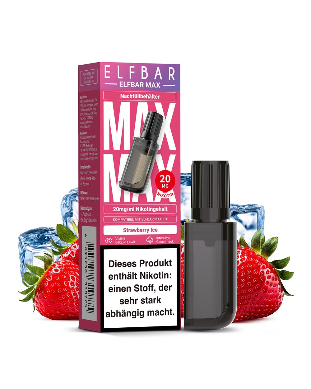 Elfbar Max Pod Strawberry Ice 20mg - Smokers Paradise
