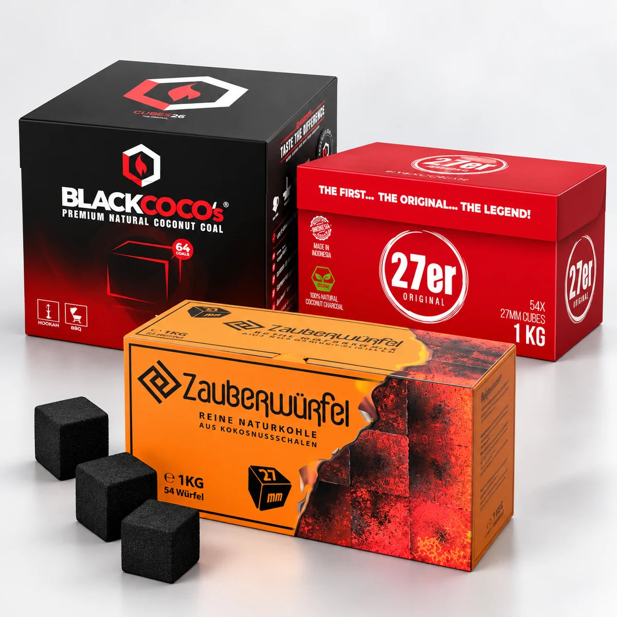 Shisha Kohle: Blackcoco's Cubes, 27er Original und Zauberwürfel Naturkohle aus Kokosnussschalen